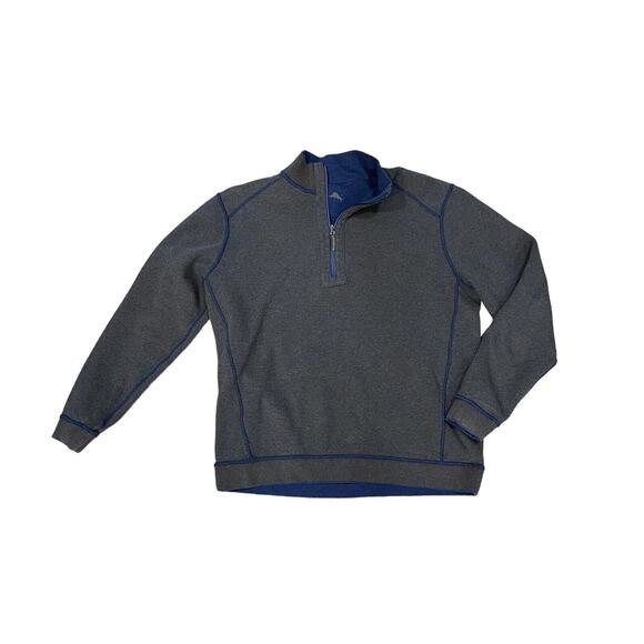 Tommy Bahama 1/4 Zip Reversible Pullover Blue Long Sleeve Sweater Men’s Large - Picture 6 of 16